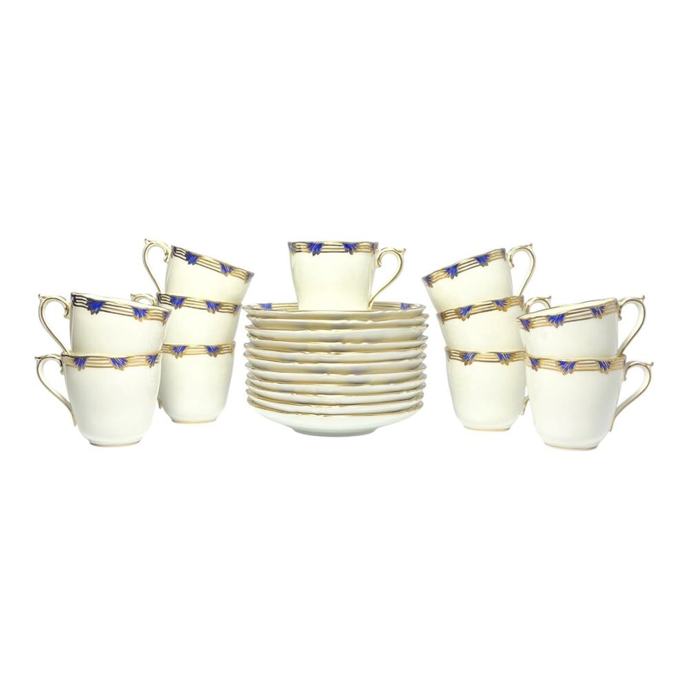 Coalport “St. Malo” 11 Cobalt Bone China Demitasse Cups 2 1/4” 2.5oz & Saucers